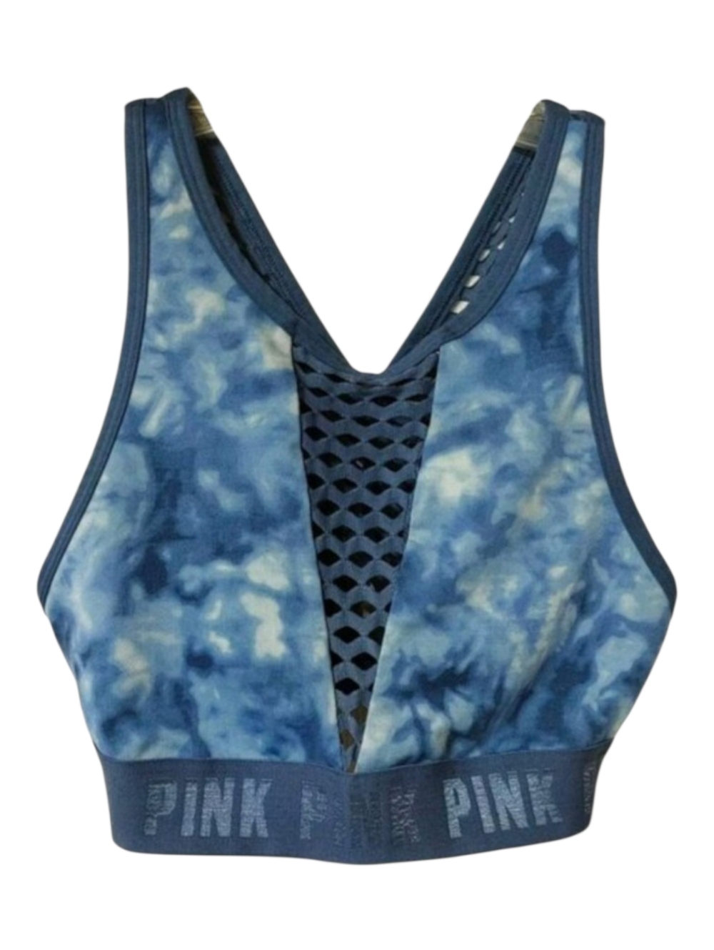 Pink Victorias Secret Ultimate Unlined Blue Tie Dye Sport Bra Cross Back Size S